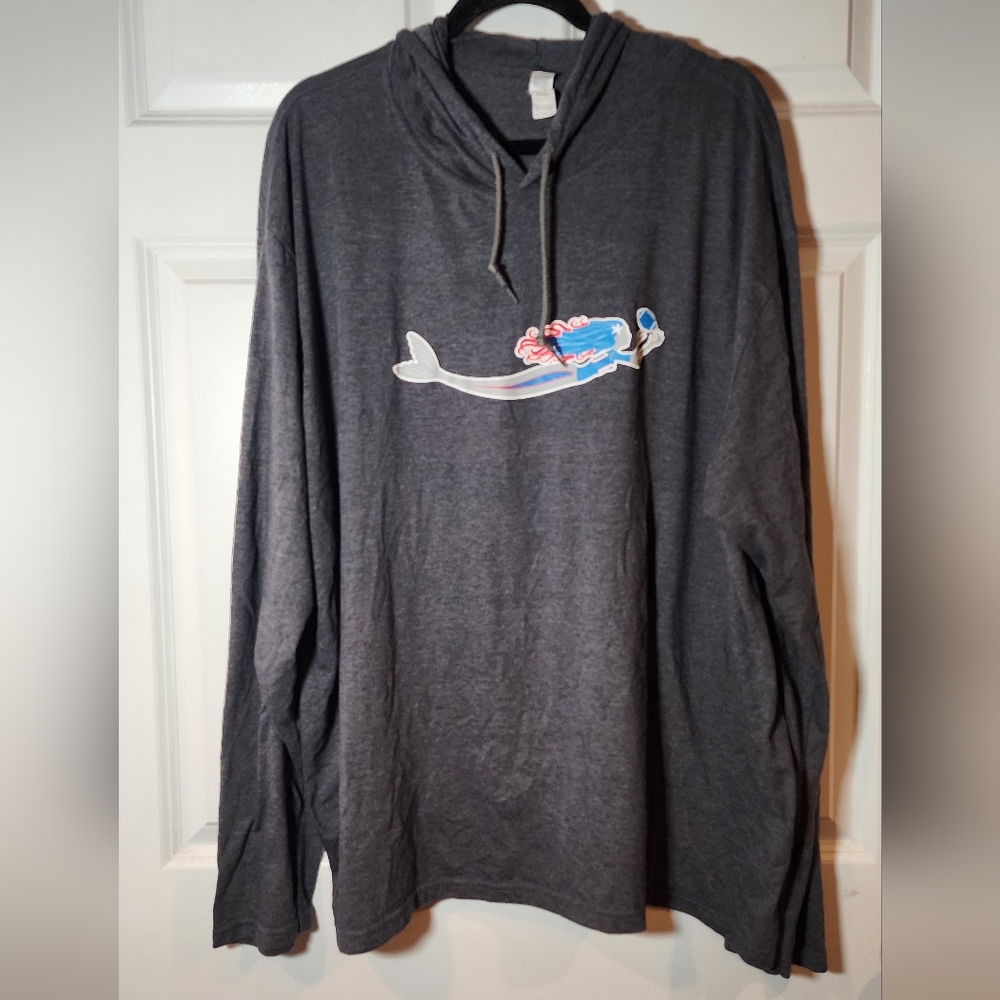 Anvil New England Patriots Gray Hooded Mermaid Football Long Sleeve 3XL